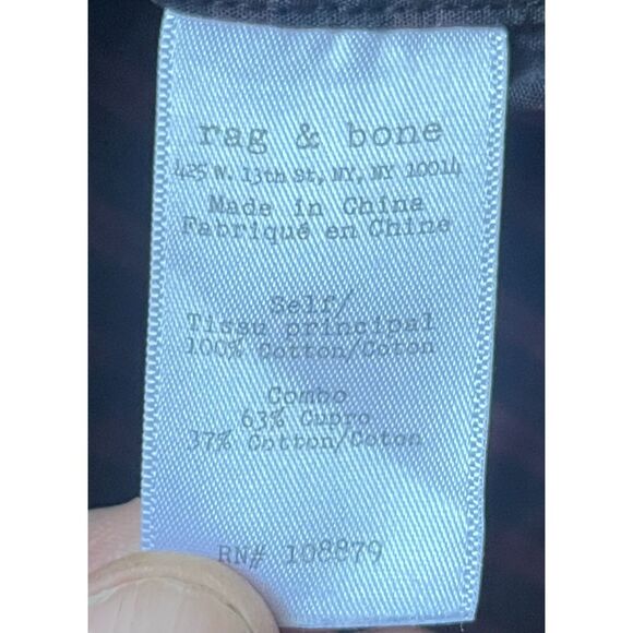 Rag & Bone Black Maroon Check Button Up Slim Fit Shirt Top  Mens Size Medium - Picture 5 of 10